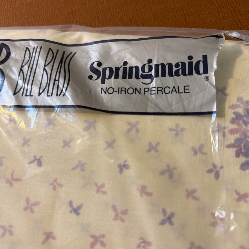 Vtg Bill Blasd Fitted Twin Sheet No Iron Percale "Evening Lilacs"